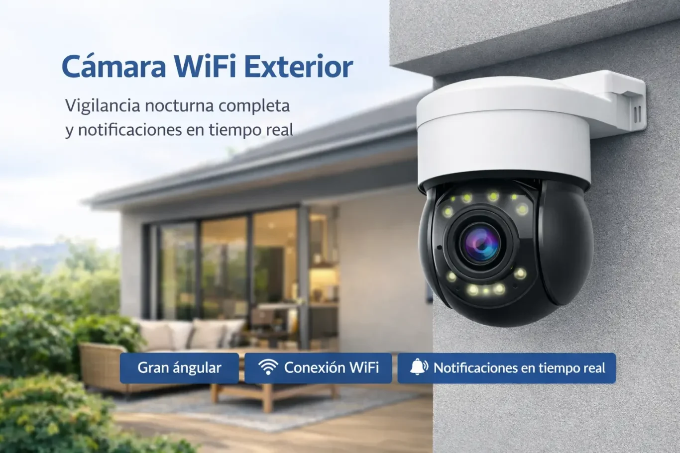 Cámaras de seguridad exterior WiFi instaladas en acceso exterior